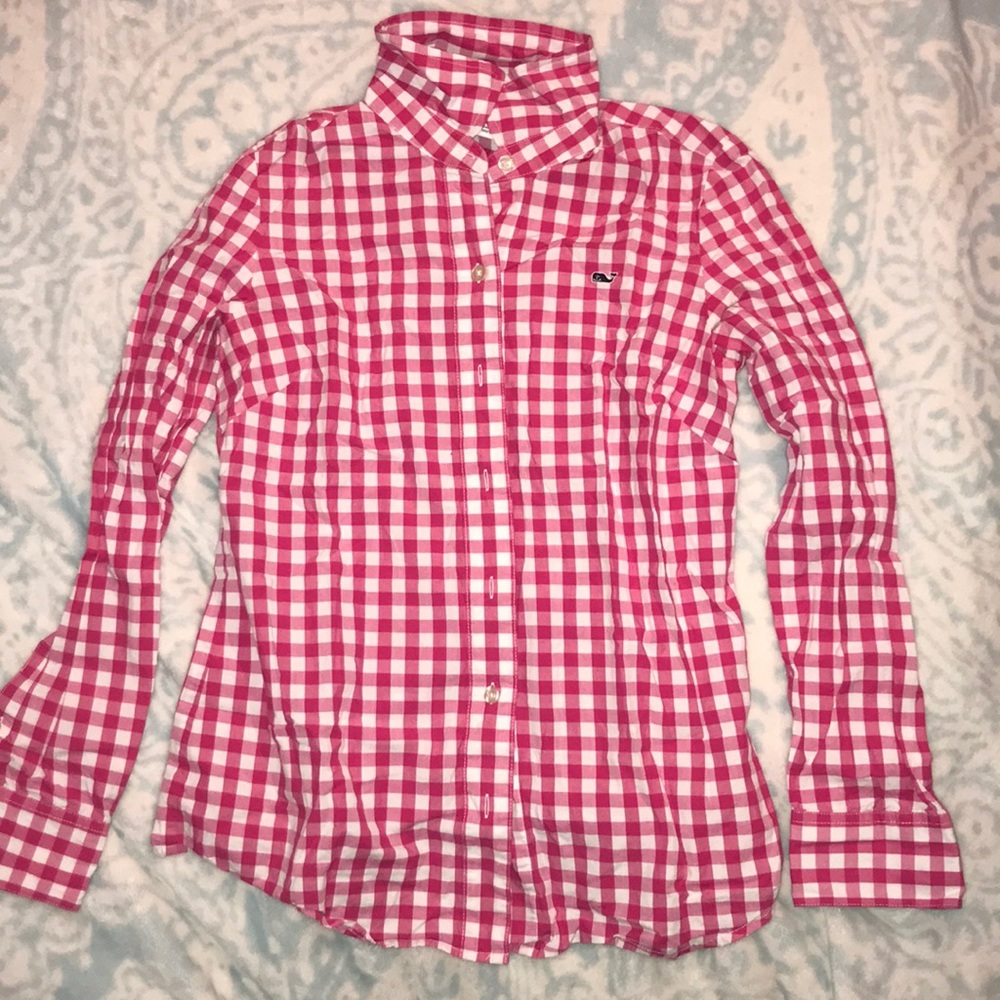 Pink plaid Vineyard Vines plaid shirt